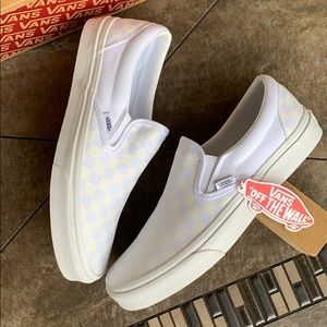 “VANS CLASSIC SLIP ON CHECKERBOARD TRUE WHITE Mens